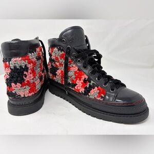 Krojay Onyx Crochet Combat Boots Chunky Platform Black Women’s Size 10